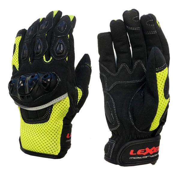 Guanto moto uomo KASI tessuto/rete colore Giallo fluo Nero Lexel motorbike